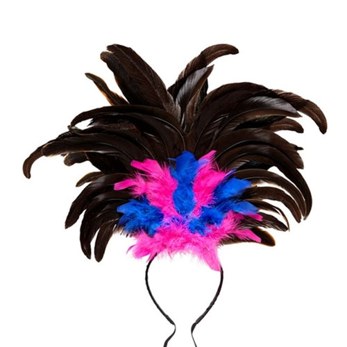 Coiffe de danseuse brésilienne à plumes