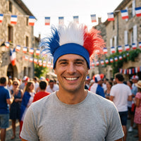 Coiffe tricolore à cheveux bleu blanc rouge