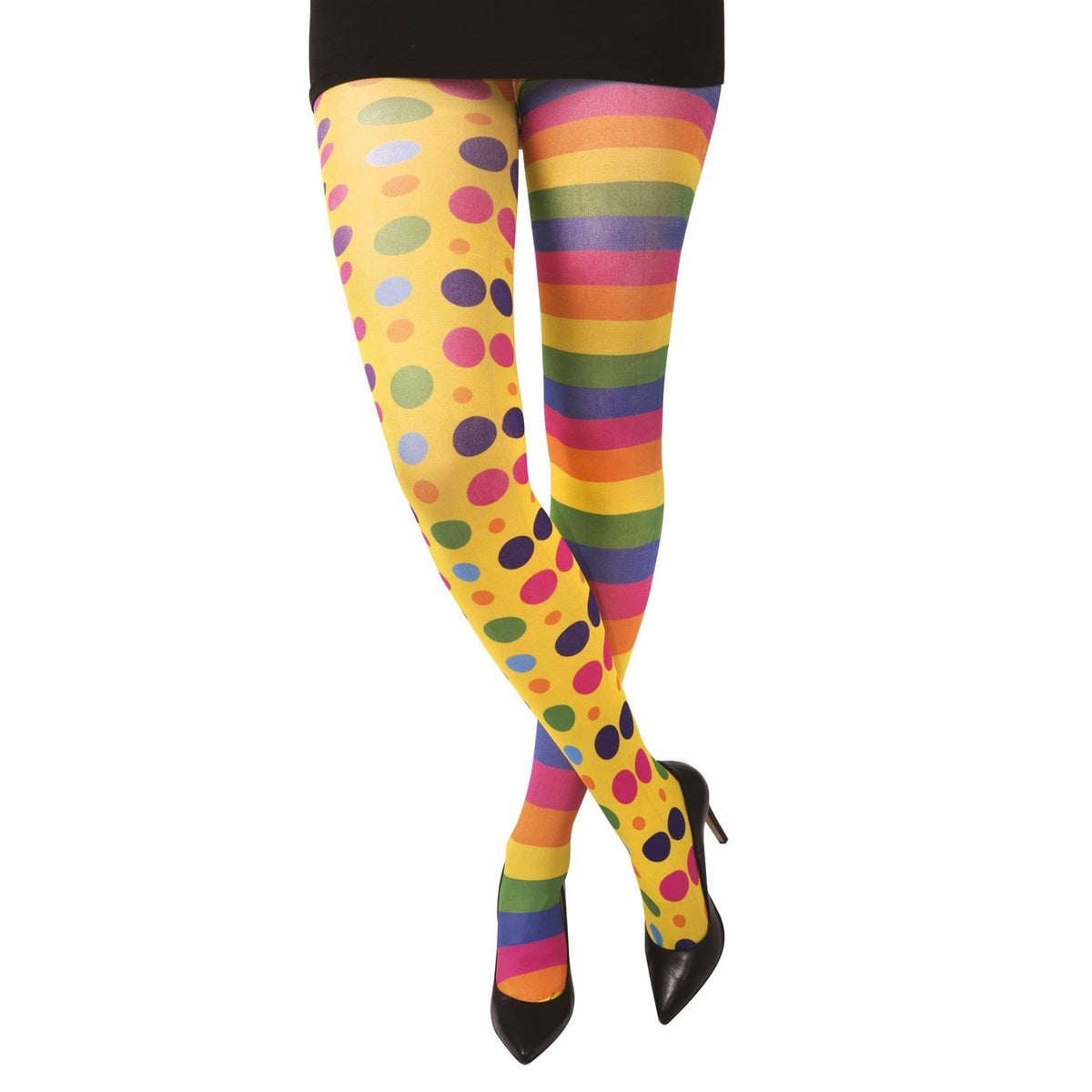 Collant de clown à rayures et pois