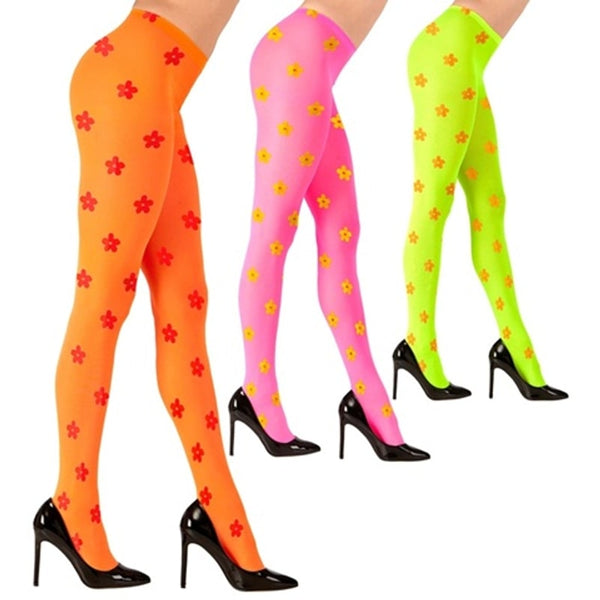 Collant à fleurs néon, 40 deniers