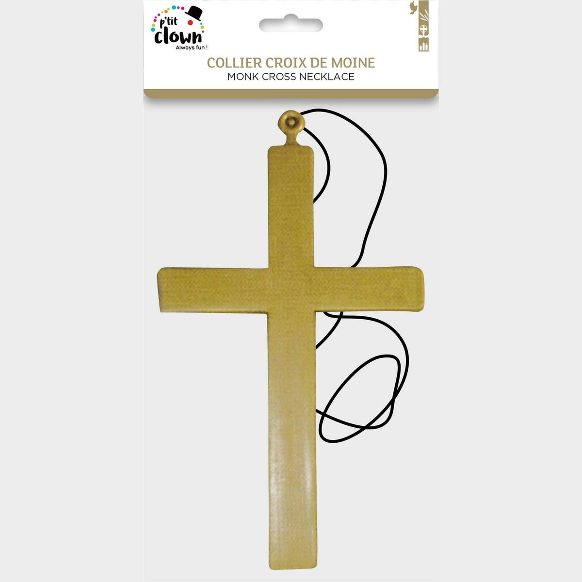 Collier croix de moine dorée, 23 cm — vue 2
