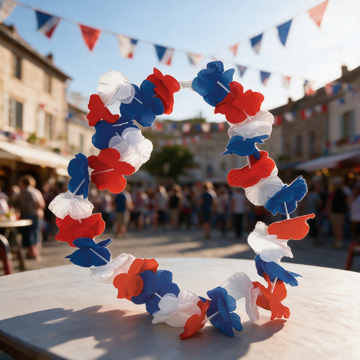 Collier tricolore façon hawaïen, 60 cm