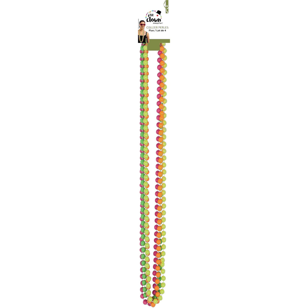 Colliers de perles fluo, lot de 4 — vue 3
