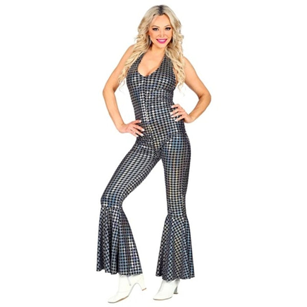 Combinaison disco argentée, femme