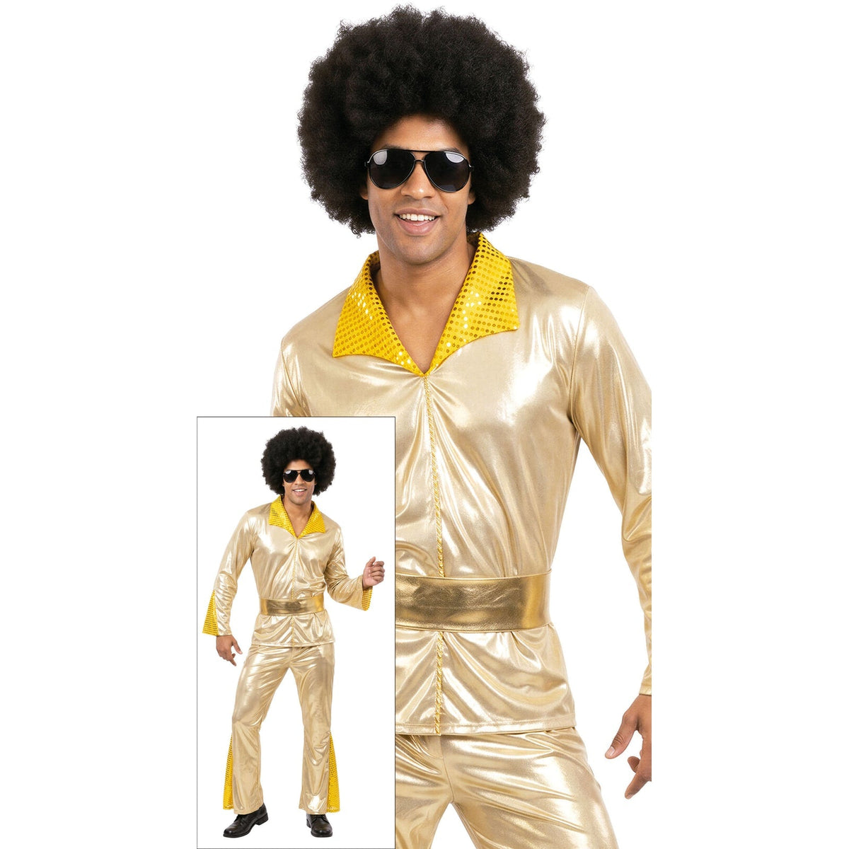 Combinaison disco dorée, adulte