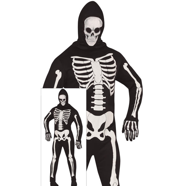 Combinaison squelette à capuche, adulte