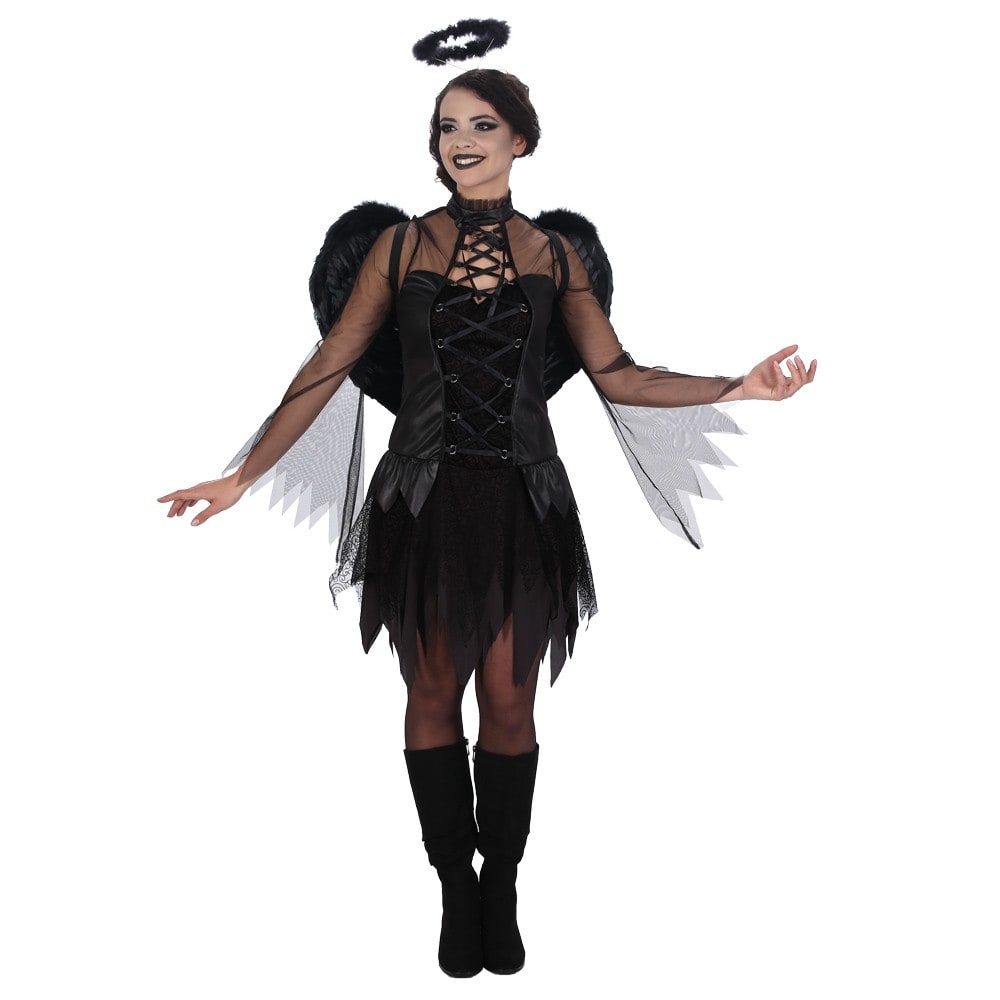 Costume d'ange noir 3 pièces, adulte