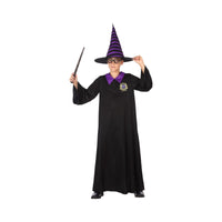 Costume d'apprenti magicien à robe noire, enfant