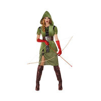 Costume d'archère à capuche verte, femme