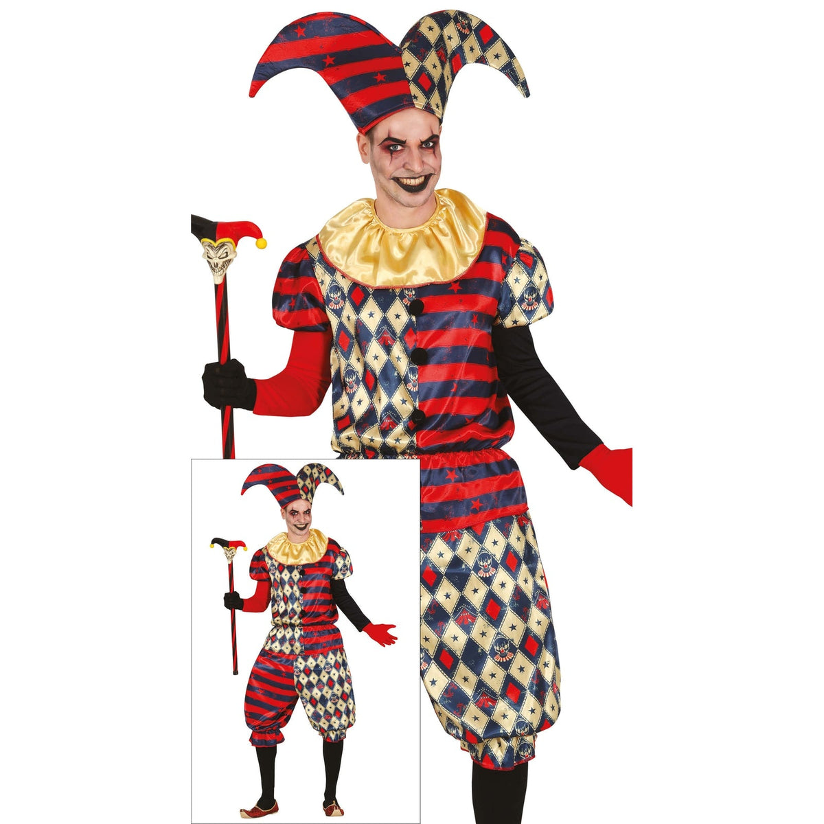 Costume d'arlequin à losanges, adulte