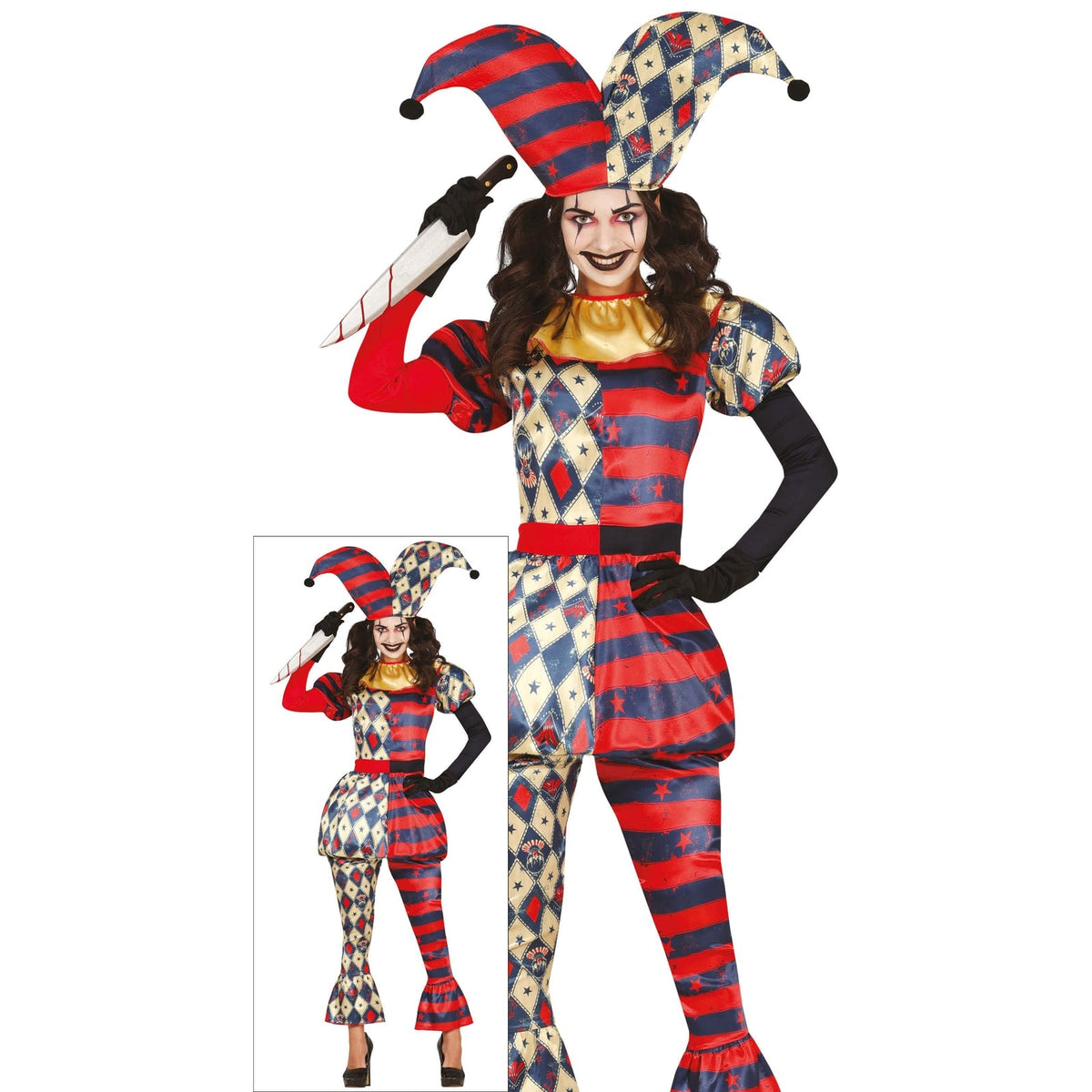 Costume d'arlequine bouffonne, femme