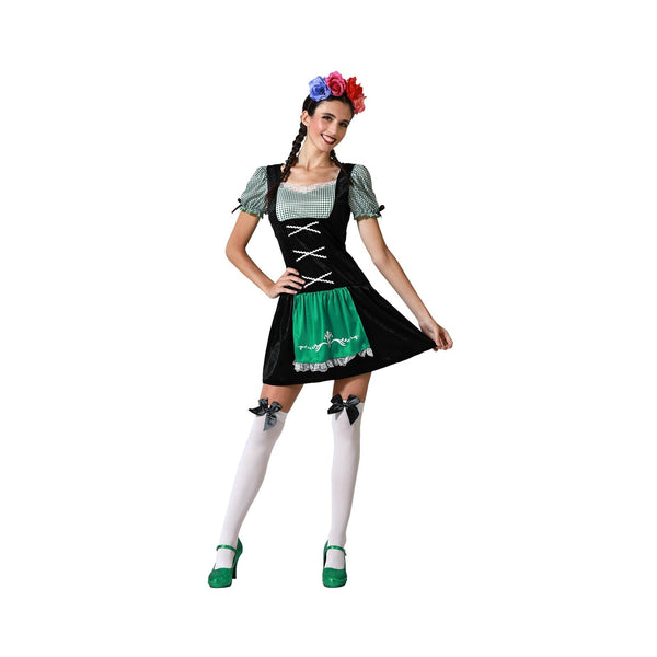 Costume de Bavaroise noir à tablier vert, femme