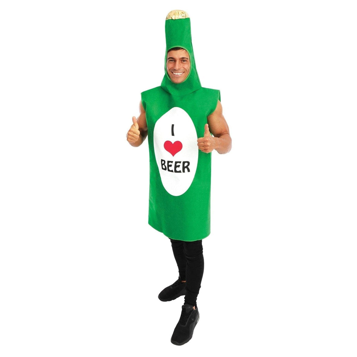 Costume de bouteille de bière « I love beer », adulte
