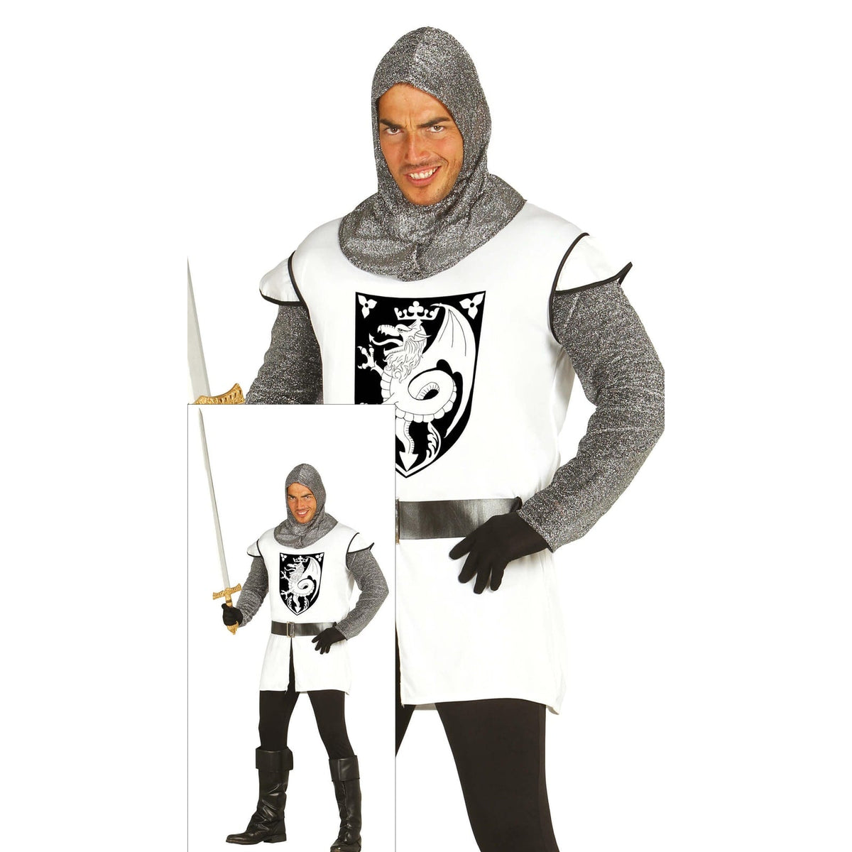 Costume de chevalier au dragon, adulte