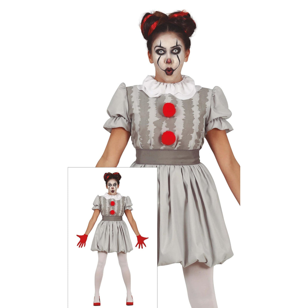 Costume de clown gris, femme