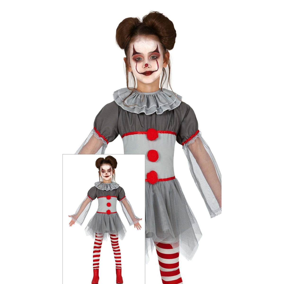 Costume de clown gris, fille