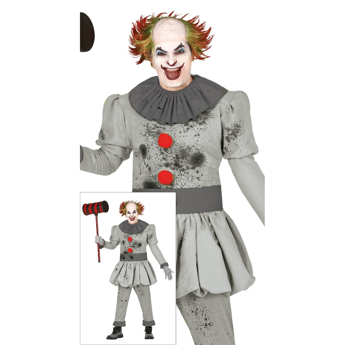 Costume de clown gris, homme