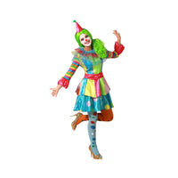 Costume de clown multicolore, femme