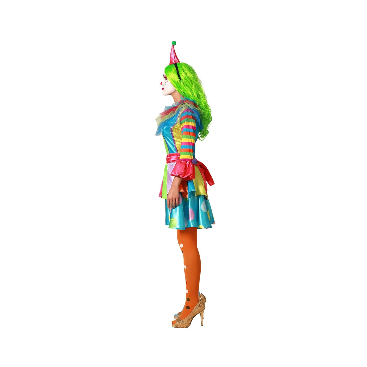 Costume de clown multicolore, femme — vue 2
