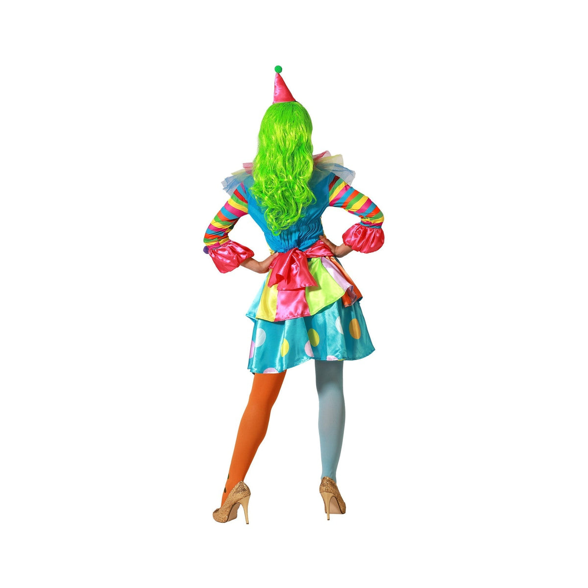 Costume de clown multicolore, femme — vue 3