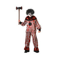Costume de clown rayé rouge ensanglanté, homme