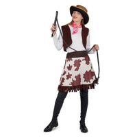Costume de cowgirl à gilet vache, femme