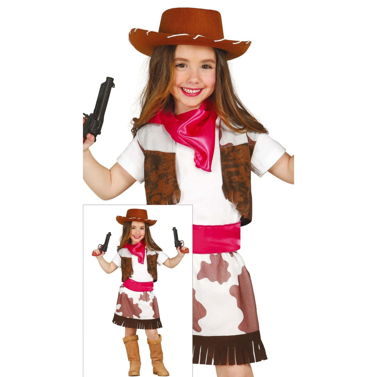 Costume de cowgirl à gilet vache, fille