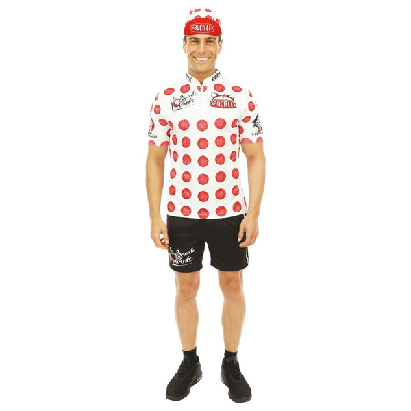 Costume de cycliste à maillot à pois, adulte