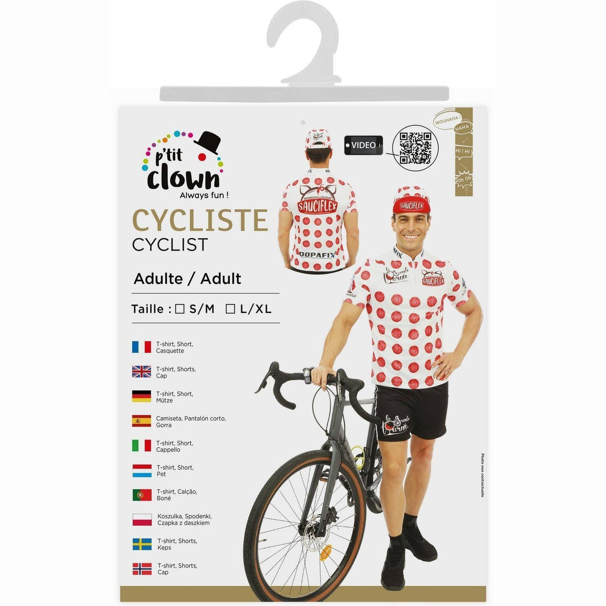 Costume de cycliste à maillot à pois, adulte — vue 5