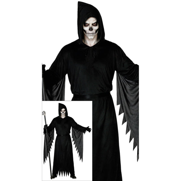 Costume de faucheuse à capuche noire, adulte