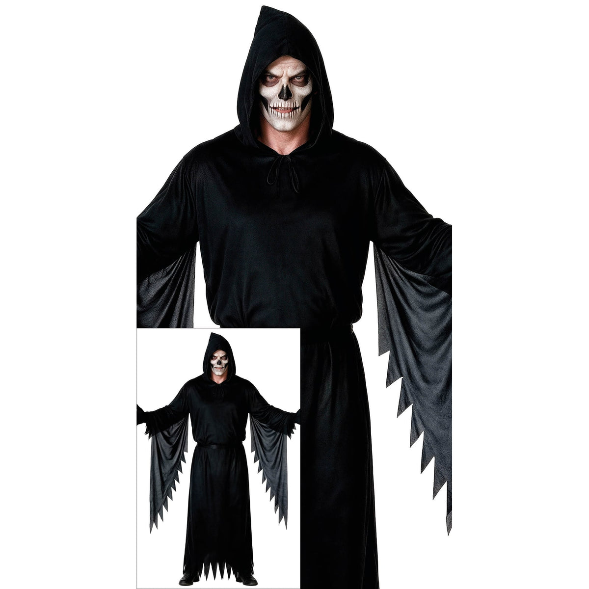 Costume de faucheuse à capuche noire, adulte — vue 2