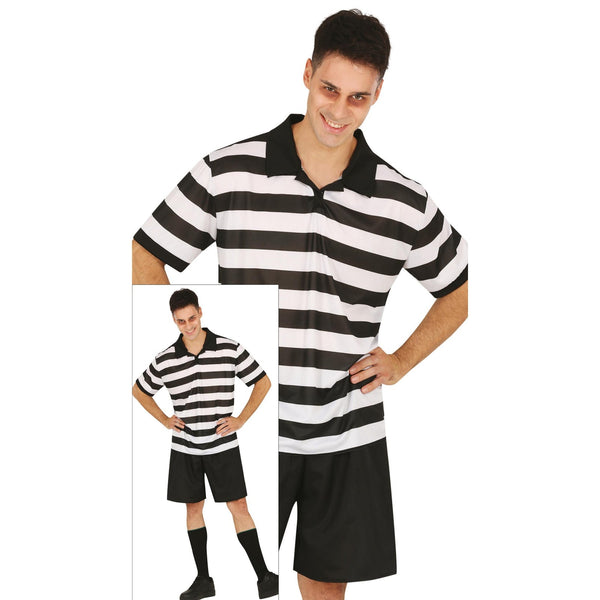 Costume de garçon rayé noir et blanc, adulte