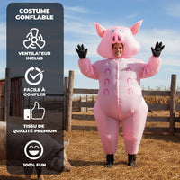 Costume gonflable cochon rose, adulte — vue 3