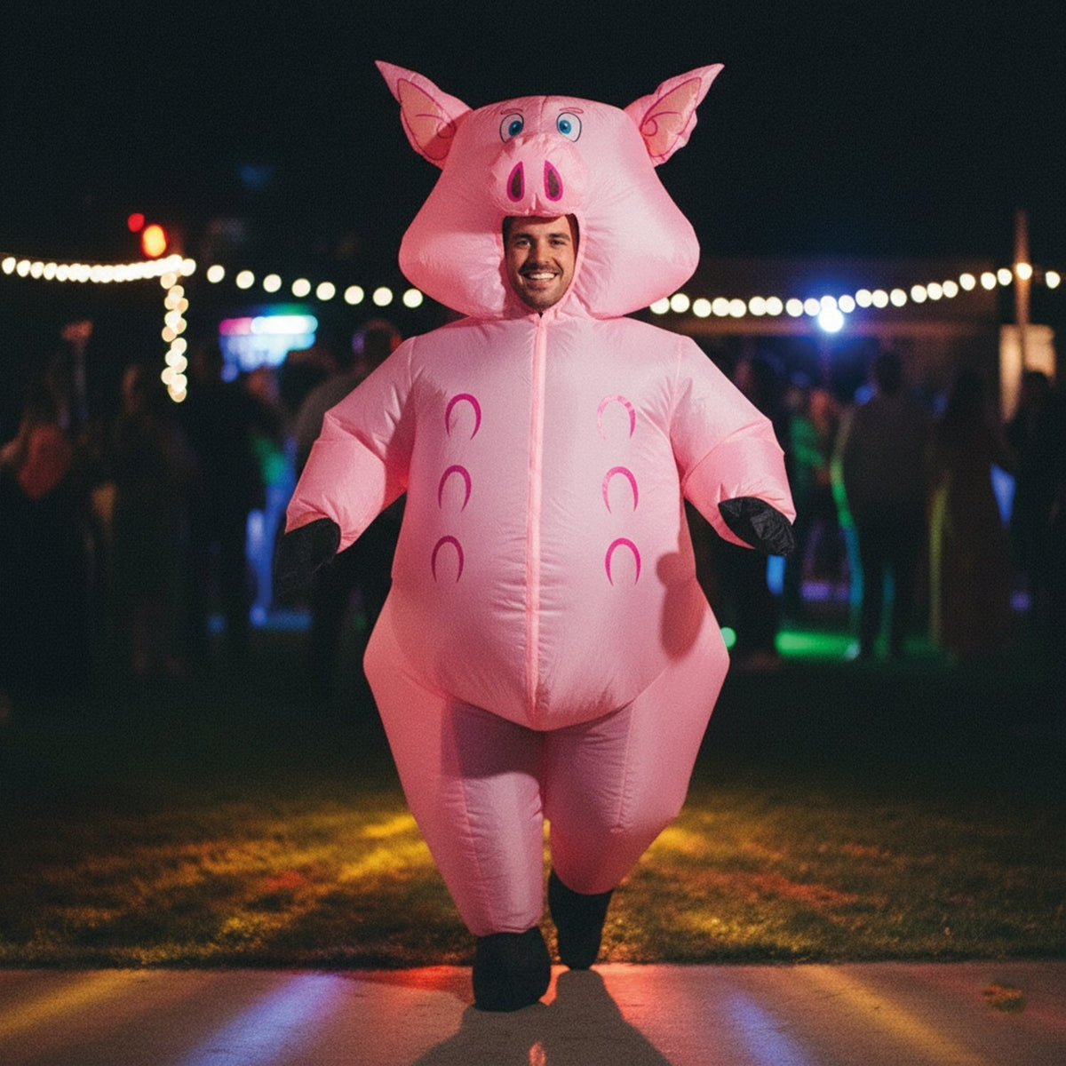 Costume gonflable cochon rose, adulte — vue 4