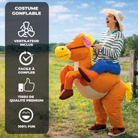 Costume gonflable cowboy sur son cheval, adulte — vue 3