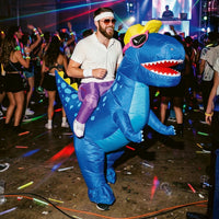 Costume gonflable chevaucheur de dinosaure bleu, adulte — vue 4