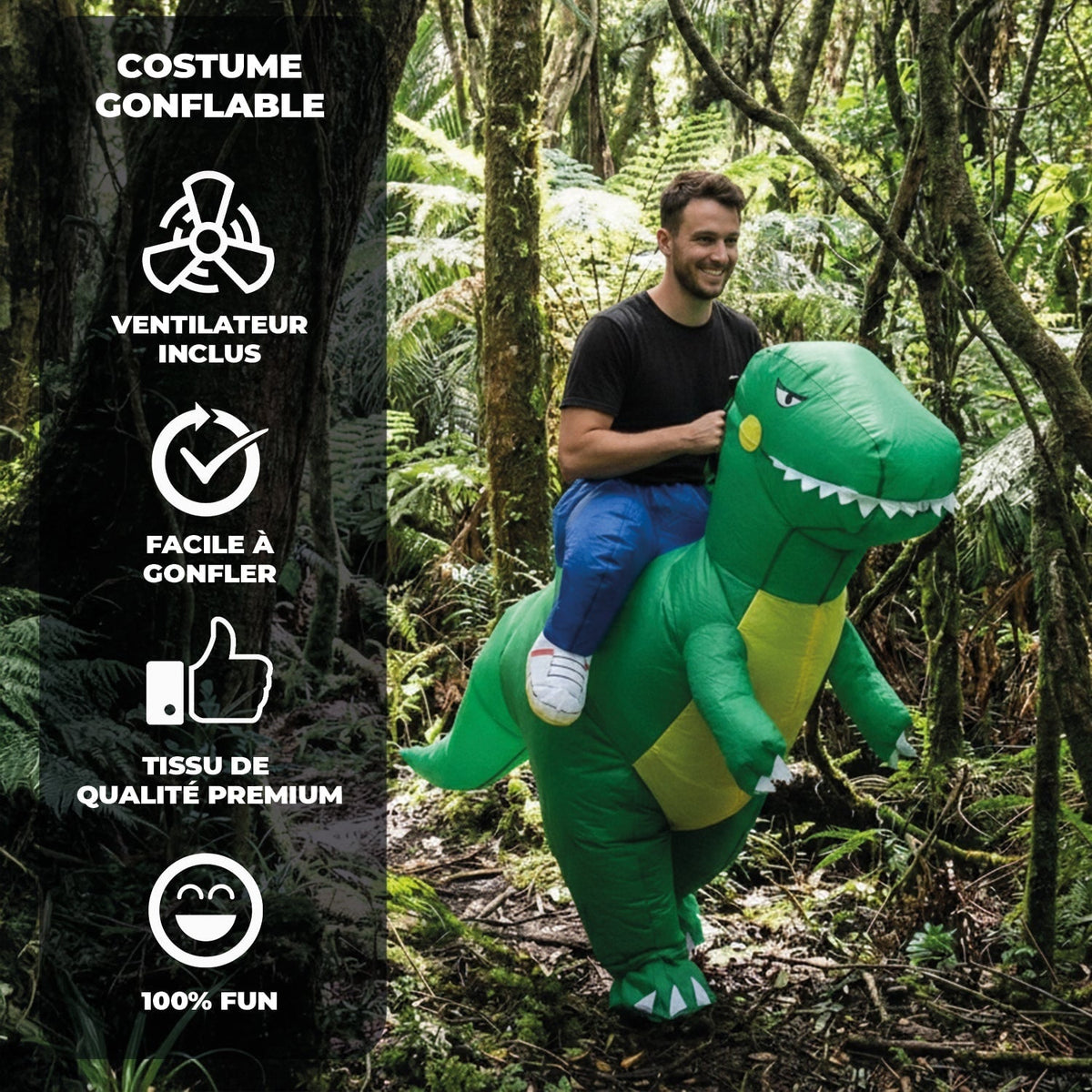 Costume gonflable chevaucheur de raptor, adulte — vue 3