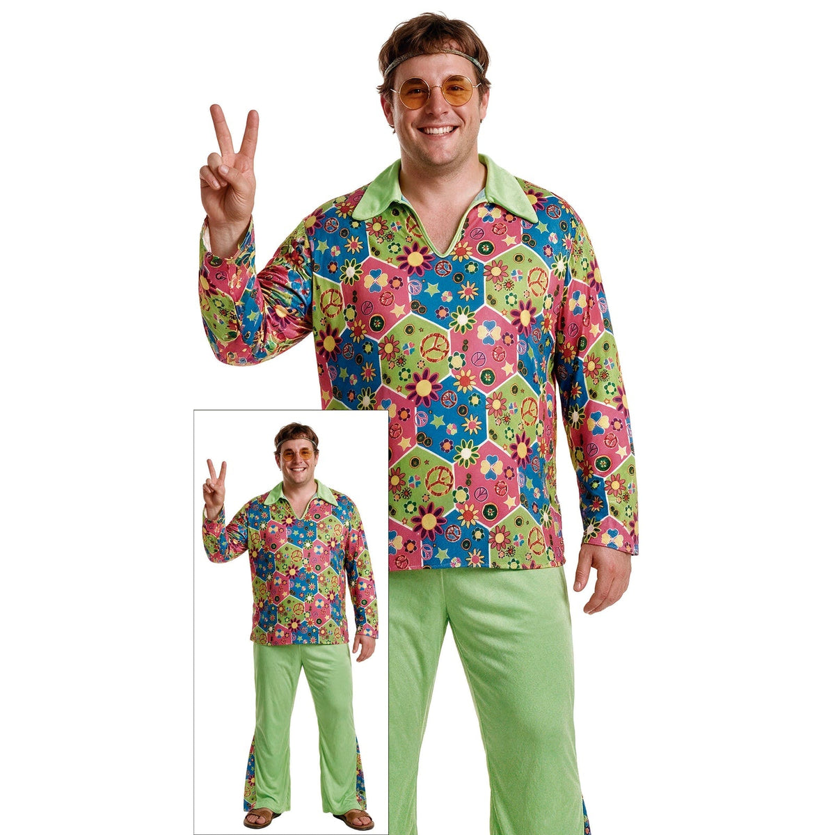 Costume hippie homme, taille XXL