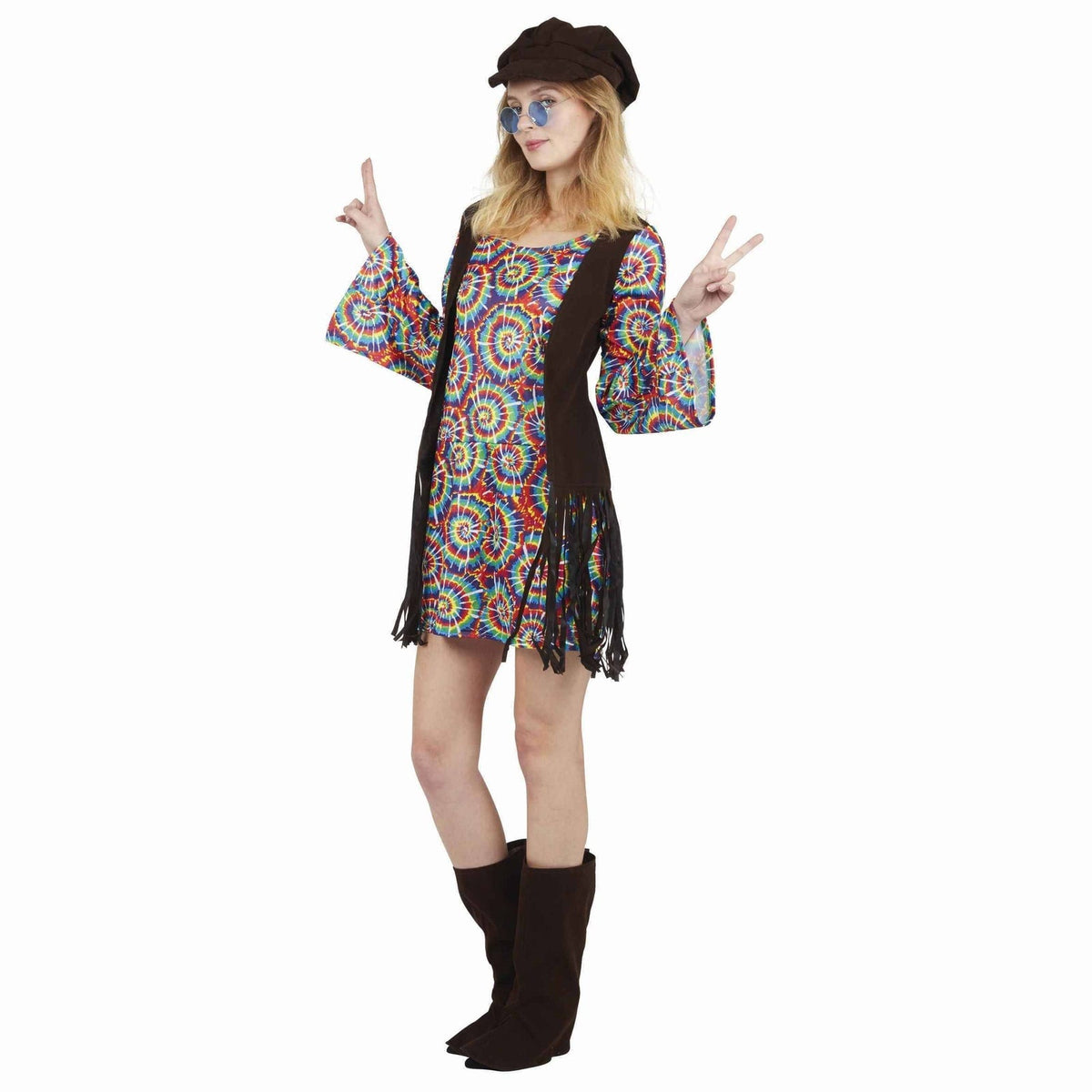 Costume de hippie, robe à fleurs et gilet, femme — vue 2
