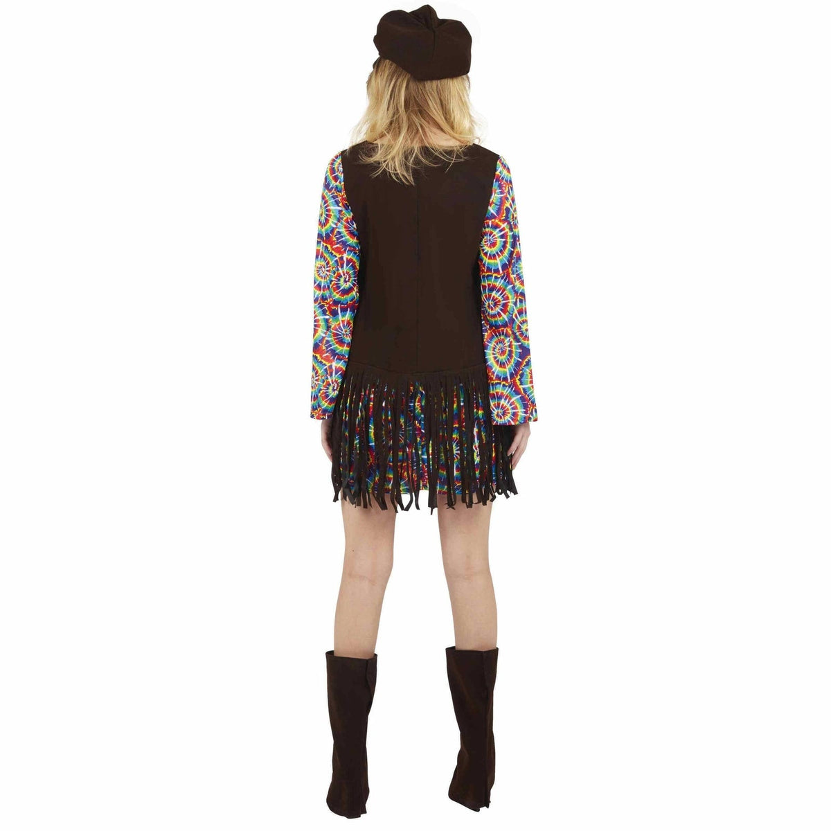 Costume de hippie, robe à fleurs et gilet, femme — vue 3