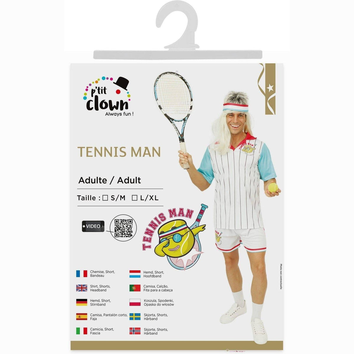 Costume de joueur de tennis rétro, adulte — vue 4