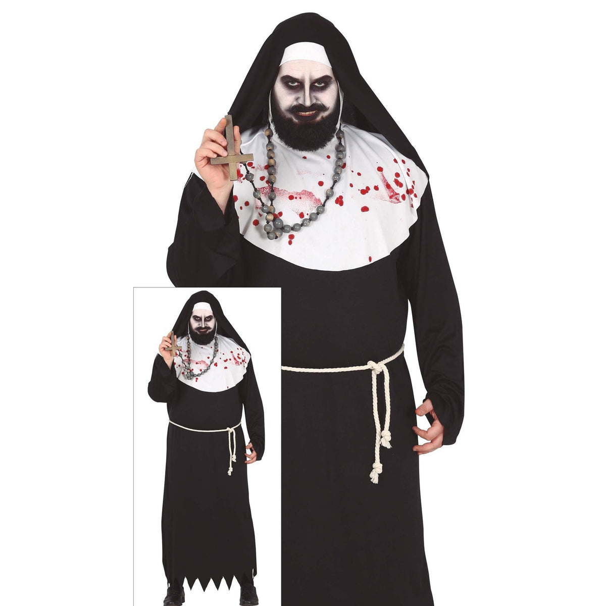 Costume de moine ou de nonne ensanglantée, homme — vue 3
