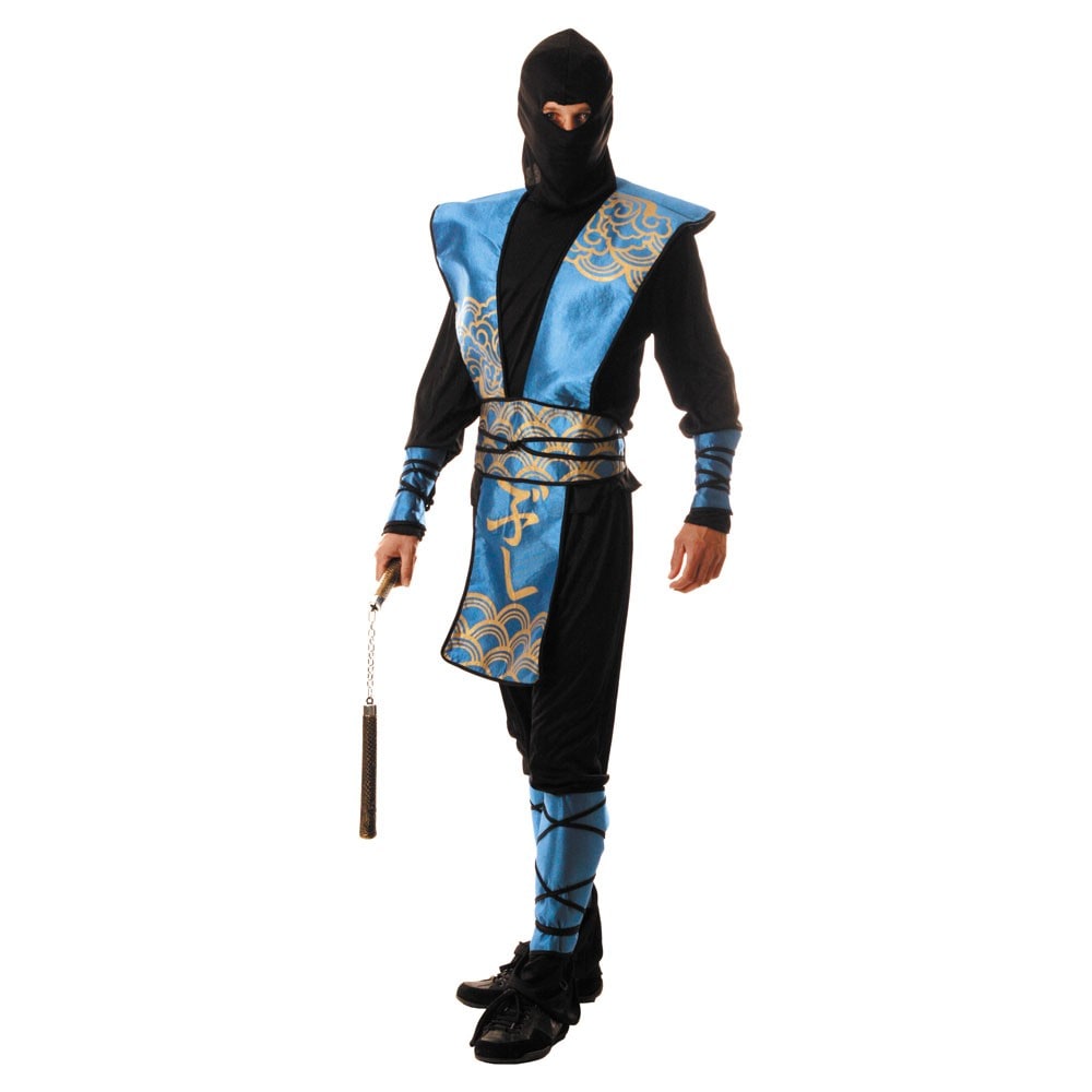 Costume de ninja luxe noir et bleu, adulte