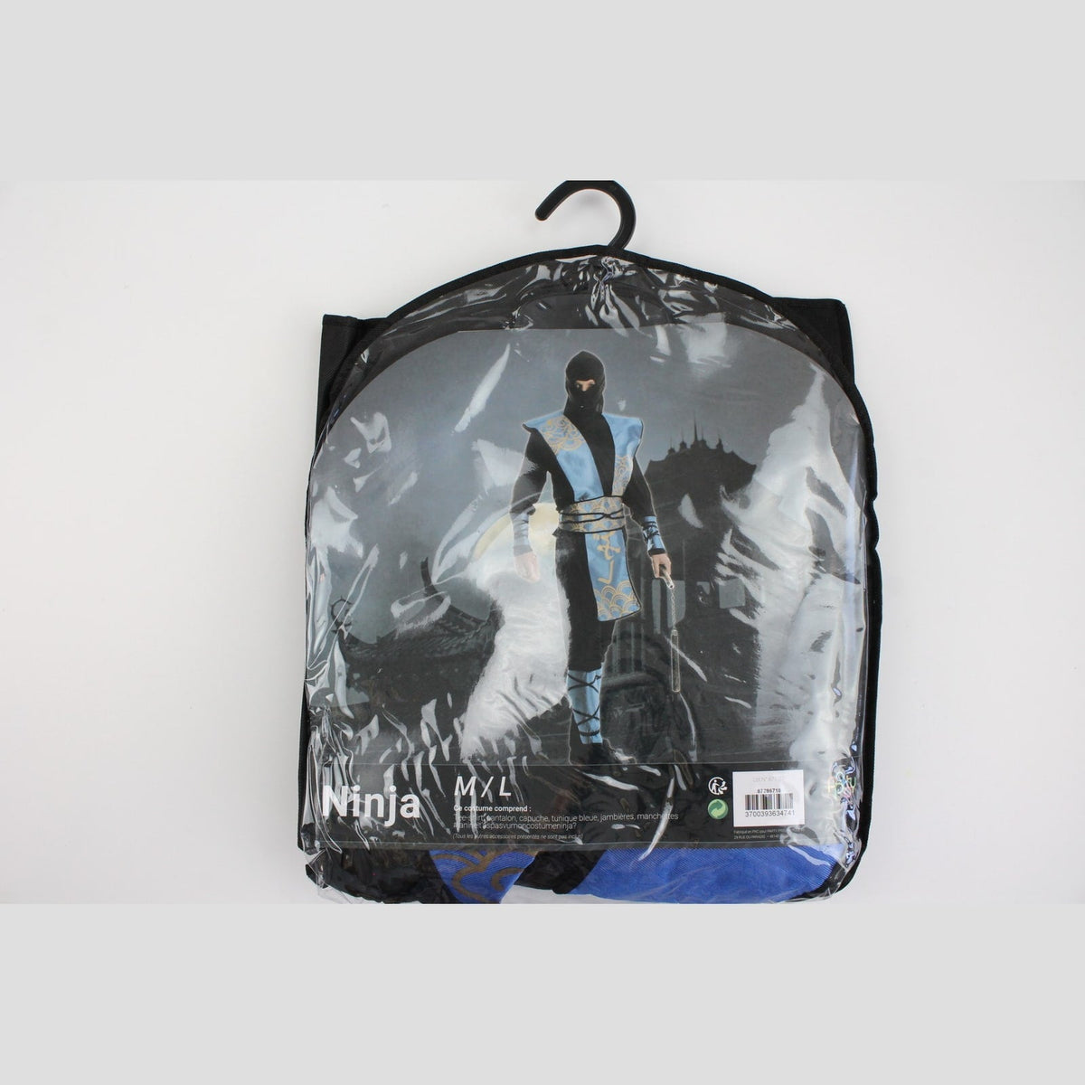Costume de ninja luxe noir et bleu, adulte — vue 2