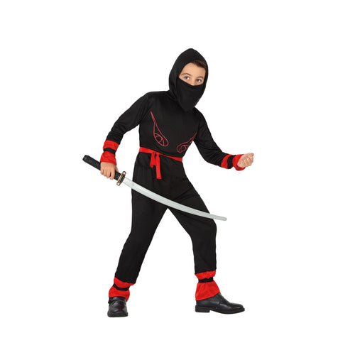 Costume de ninja noir et rouge, enfant