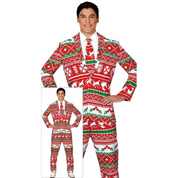 Costume de Noël à motifs houx et rennes, homme