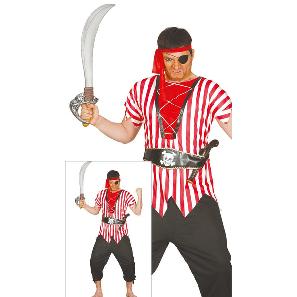 Costume de pirate rayé rouge, adulte