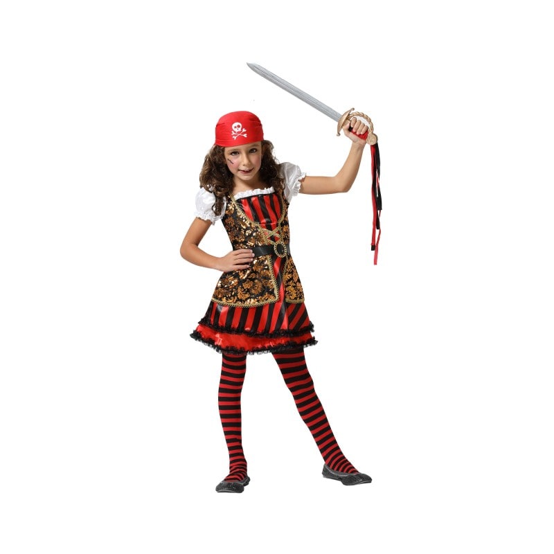 Costume de pirate à robe rayée, fille