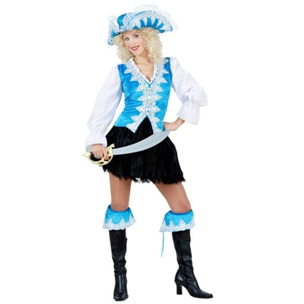 Costume de pirate en velours turquoise, femme