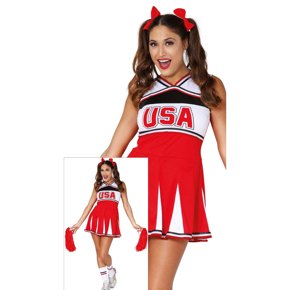 Costume de pom-pom girl rouge, adulte